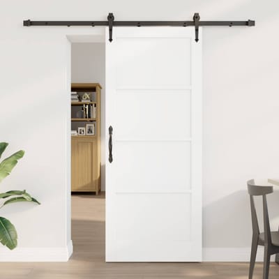 vidaXL - Schuifdeur - ORKDAL - 83 - x - 202 - cm - Massief - grenenhout - Wit - en - zwart