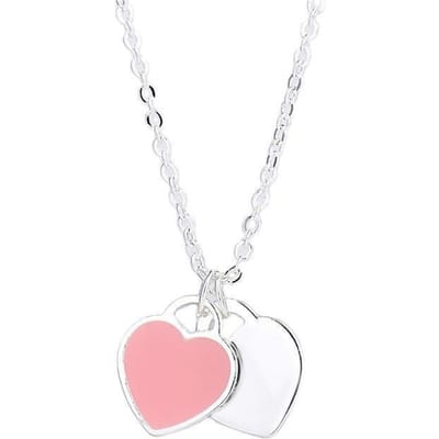 Eenvoudige Liefde Druppel Olie Emaille Rood Blauw Roze Driekleurig Hart Ketting Sleutelbeenketting Dames Sieraden