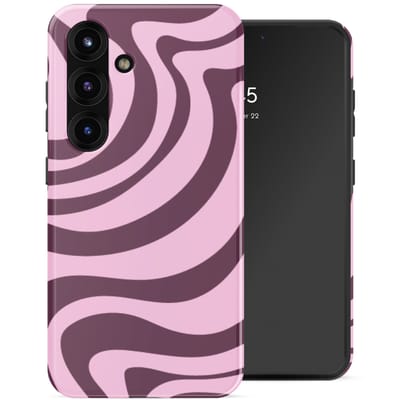 Selencia Hoesje - Geschikt voor Samsung Galaxy S25 - Backcover met Magnetische Ring - Wavy Swirl Pink Plum