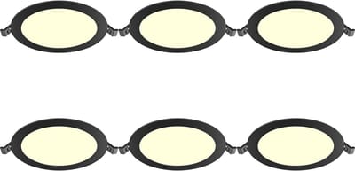 LED Downlight Inbouwspot Dimbaar 6 Stuks - Brinton Thin - 12W 1120lm 120° Bundelhoek - Warm Wit 3000K - IP40 - Rond - Zwart - Ø170mm Buitenmaat - Ø150mm Zaagmaat