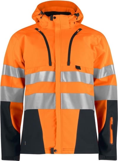 ProJob 6419 ONGEVOERDE SIGNALISATIESOFTSHELL EN ISO 20471 KLASSE 3 646419 - Oranje/Zwart - XS