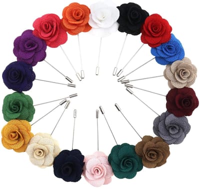 Dailygoods- Bloem Boutonniere Set 18 Stuks - Handgemaakt - Reversspeldje - Bruiloft/Party - Geassorteerde Kleur - Hoge Kwaliteit - Reversspeld