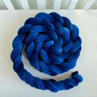 IL BAMBINI Gevlochten baby bed bumper Treccia - Bedomrander - Box omrander - Hoofdbeschermer - Boxrand - Bedbumper - Stootrand - Boxomrander - (3 meter) Royal Blauw