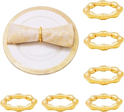 Servetringen Set - Tafeldecoratie Ringen - Feestelijke Tafel - Esdoornblad Design - 6 Stuks - Goud