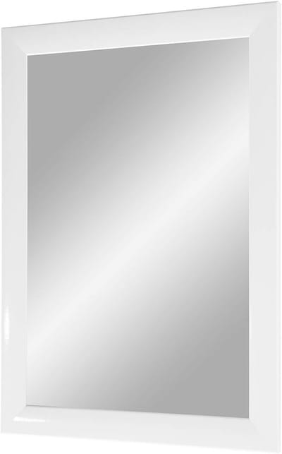 Wandspiegel met frame - Spiegel op maat - Interieur decoratie - Handgemaakt in Duitsland - 35x30 cm - Wit hoogglans