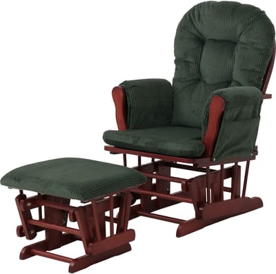 Relaxfauteuil MCW-C76, schommelstoel schommelstoel met kruk stoffen koord 320g/m² Oeko-Tex ~ groen donker frame