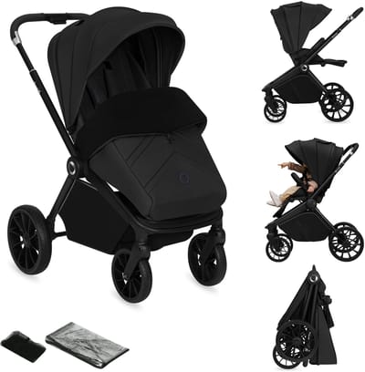 Lionelo Mika Plus Kinderwagen - All-Terrain Wielen - Lichtgewicht - Verstelbare Zitting - XXL Kap met UPF 50+ - Compact Opvouwbaar - Inclusief Accessoires