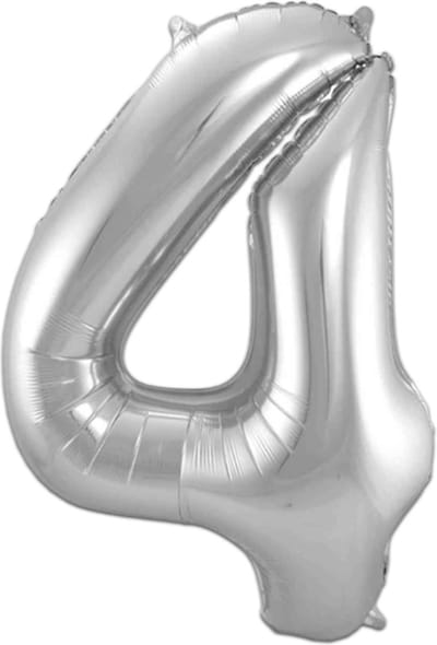 Cijfer Ballonnen Ballon Cijfer 4 Verjaardag Versiering Feest Helium Ballonnen Cijferballon Folieballon Zilver Xl Formaat