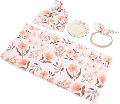 Babydeken Omslagdoek - Wikkeldoek Swaddle - Baby Comfort - Bloemenprint Ontwerp - 16 x 15 cm - Licht