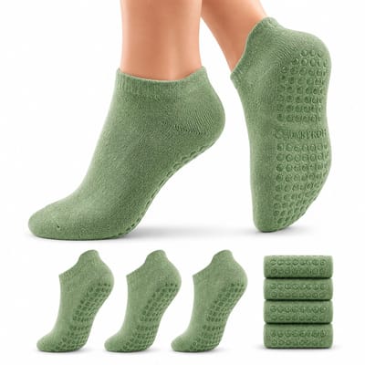 BOTC Gripsokken - 3 Paar - Maat 35-42 - Pilates sokken met antislipzolen - Antislipgrippers voor Dames - Groen