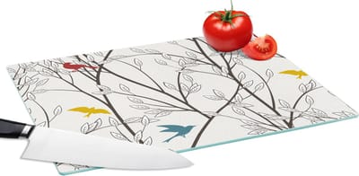 Glazen Snijplank - 39x28 - Patronen - Planten - Vogel - Snijplanken Glas