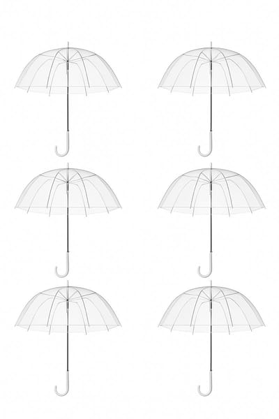 Muntel® Transparante Paraplu - Doorzichtig - Voor Volwassenen - Ø 94 cm - 6 stuks