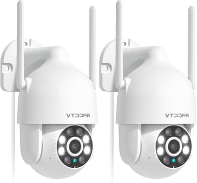 Buiten Camera - Beveiligingscamera Set - Huis Beveiligen - 360 Graden Zicht - 2 Stuks - Wit