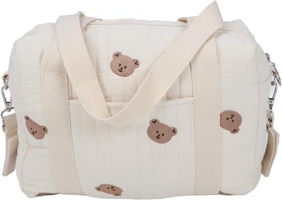 Grote Capaciteit Luiertas van Katoen met Pram Straps - Ideaal voor Ouders onderweg, 26x29x12cm