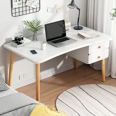 Bureau met lades - Werktafel bureau - Thuiswerken en studeren - Ruim werkblad - 39 inch - Wit