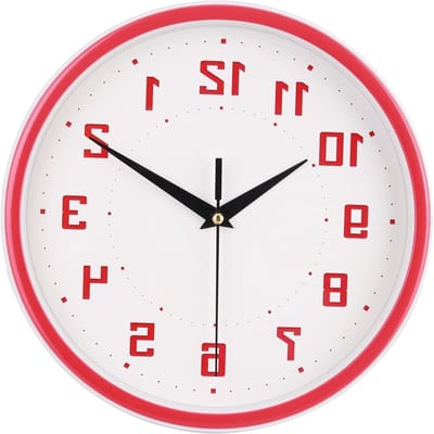 Stille Ronde Wandklok 9 Inch - Moderne Decoratieve Klok voor Slaapkamer, Kantoor en Keuken - Niet-Tikkend Design in Rood