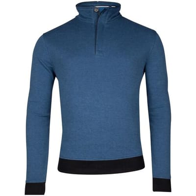 Baileys Trui Sweatshirt Half Zip Oxford Doubleface Jacquard Interlock Dark Blue / male