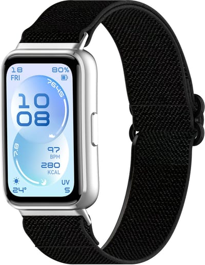 Stravo Gevlochten Nylon Bandje met Verstelbare Schuifsluiting – Geschikt voor Huawei Band 11 / Band 11 Pro – Zwart
