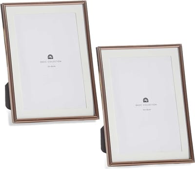 Giftdecor Fotolijstje voor 13 x 18 cm foto - 2x - koper - metaal - frame 15 x 20 cm - passe partout