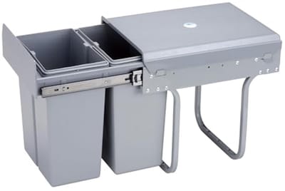 Recyclingcontainer voor keuken - 2 x 10 l - Handmatige verwijdering en uitneembare emmer met deksel