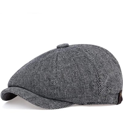 Retro Newsboy Petten Heren Achthoekige Petten Britse Schilderspetten Herfst Winter Baretten Visgraat Platte Petten Hip Hop Baretten Petten gray