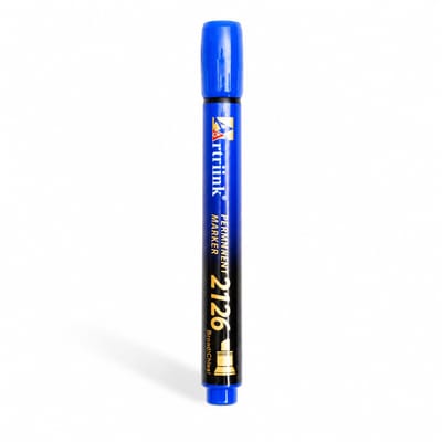 Schuine permanente marker - 1 blauwe pen - waterbestendig en uitwisbaar - enkelzijdig voor logistieke en kunststofverpakkingsmarkering - basisverpakking