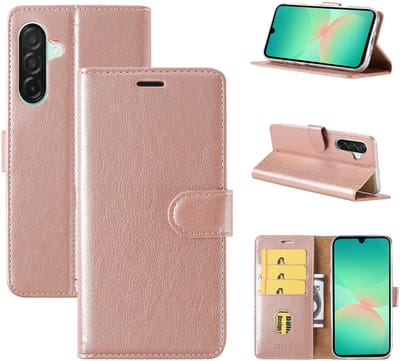 Hoesje Geschikt Voor Samsung Galaxy A26 Hoesje met Pasjeshouder – bookcase Portemonnee - Rosegoud