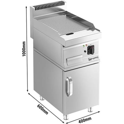GGM Gastro Elektro Bratplatte - 4,5 kW - Gerillt - inkl. Unterbau mit 1 Tür Zilver