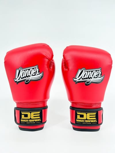 Danger Kinder Bokshandschoenen - PU - Rood 8 oz