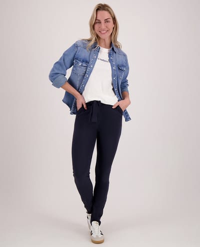 Je m'appelle Travelstof At Work Broek Slim fit Met stretch - Blauw - Maat S
