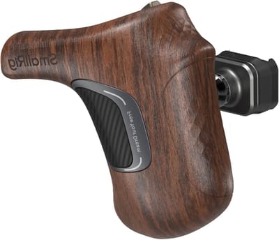 Houten Swivel Handgreep Links met NATO Klem en Rail, 360° Rotatie, Geschikt voor Camera's tot 15kg