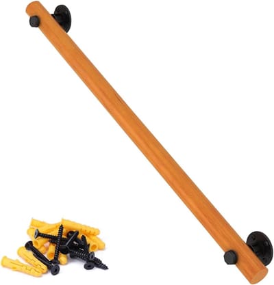 Houten Trapleuning - Wandmontage Reling - Veilige Trap Op - Massief Hout - 300cm Lengte - Naturel