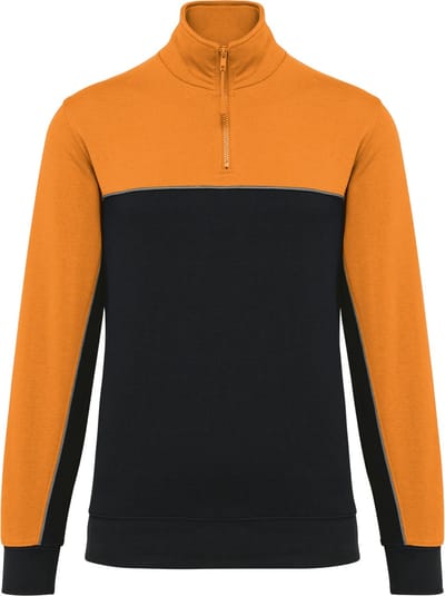 WK. Designed To Work Ecologische uniseks sweater met ritskraag WK404 - Black / Orange - 4XL