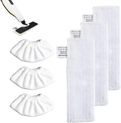 Set van 6 Microvezeldoeken voor Stoomreinigers - Wasbare Accessoires, Vervangdoeken (3 Vloerdoeken + 3 Stofhoezen) voor Effectieve Reiniging en Onderhoud