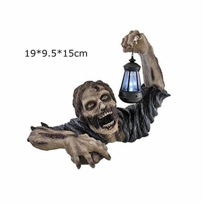 Allecto - LED Zombie Tuinstatuette - Met Lantaarn - Perfect voor Horror Fans - Decoratie voor Tuin - Creatief en Eng - Geschikt voor Binnen en Buit...