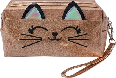 Juleeze Toilettas Dames Kat 18x10 cm Goudkleurig Polyurethaan