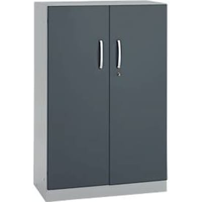 Kantoorkast, 3OH, afsluitbaar, met opliggende deuren, B 800 mm, basaltgrijs/blank aluminium