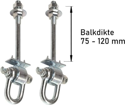 2 Stuks Schommelhaken met Gelagerde Harpsluiting M12 140mm