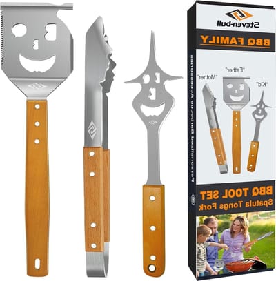 Heavy Duty BBQ Grilling Tool Sets - Extra Dikke RVS Spatel Vork en Tang - Extra Lange Grill Accessoires - 18 Inch - Beste voor Barbecue & Grillen - Geschenkdoos Pakket 3 Pack