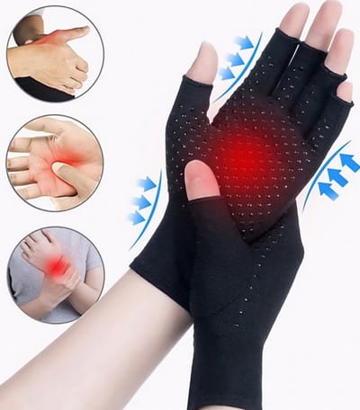 1 Paar Zwarte Halve Vinger Compressie Handschoenen Maat S voor Artrose, Artritis en Pijnverlichting – Gezondheidszorg Handschoenen voor Mannen en Vrouwen, Therapie Handschoenen voor Gewrichtspijn en Vermoeide Handen