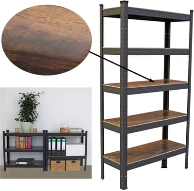 TRUTZHOLM - Woonkamerrek 150x75x30 cm - Donker - 650 kg - 5 Legborden - Insteekbare Stelling - Opbergrek - Zwaar Gebruik