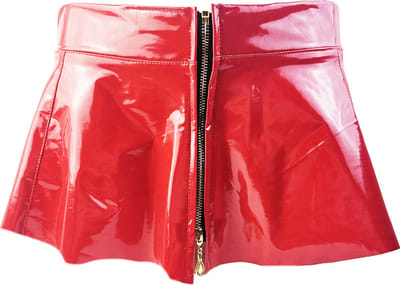 BamBella® - Datex mini Rok - Maat S/M - kousen Rood Rollenspel sm dames sexy Glans kleding mix van Latex en stof