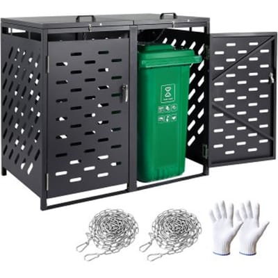 VEVOR Afvalbakbox, 2x 240 L Afvalbakhuis, Afvalcontainer, Afvalbakdeksel, Afsluitbare Afvalbakopslag, voor Afvalbak, Tuin, Achtertuin en Terras