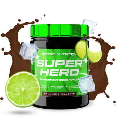 Scitec Nutrition® - Superhero Pre-Workout (285 gram - Cola/Lime) - Cola/Citrusvrucht - 30 doseringen - pre workout met extra caffeine - poeder