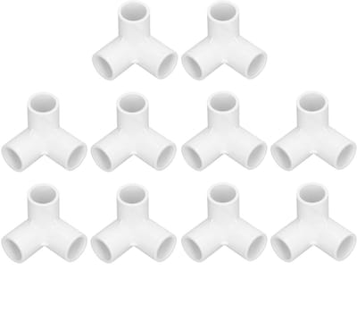 Dailygoods- PVC-buisfitting 3-weg - T-stuk - Elleboogconnector 90 graden - Kunststof - 10 stuks - Hoogglans PVC-materiaal - Buisconnector