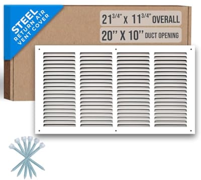 Stalen Retourluchtrooster 20X10 | HVAC Vent Cover Grill voor Zijwand en Plafond - Wit