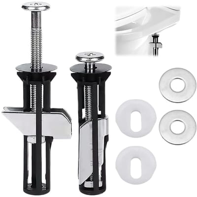 Dailygoods- WC-Bril Bouten - Roestvrijstalen Bevestigingsset - Vervangende Schroeven - Eenvoudig te Installeren - Inclusief Ringen - Nauwkeurige Pasvorm - Toiletbril Schroeven