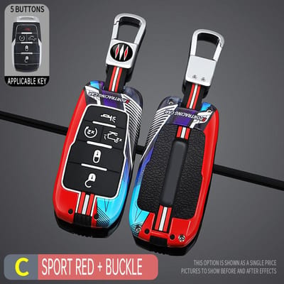 Étui Porte-Clés Métal Style Course Housse pour Clé de Voiture Dodge Ram 1500 Pickup Trx Rebel Ram 2500 3500 4500 5500 gray