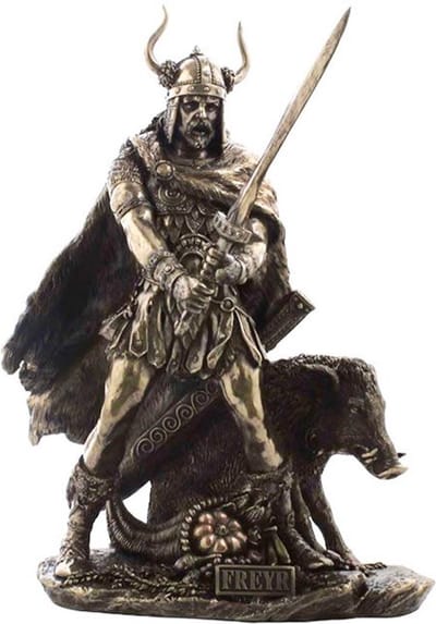 Freyr Noorse God van Vrede, Overvloed en Plezier beeld - Veronese Design - (hxbxd) ca 28cm x 21cm x 15cm