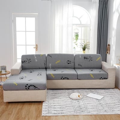 Housse de Coussin d'Assise de Canapé à Imprimé Géométrique Housse de Canapé d'Angle Élastique Housse de Canapé Housse de Fauteuil 1 /2 /3 /4 Places Protecteur de Meuble 1PC Normal Size-1 white